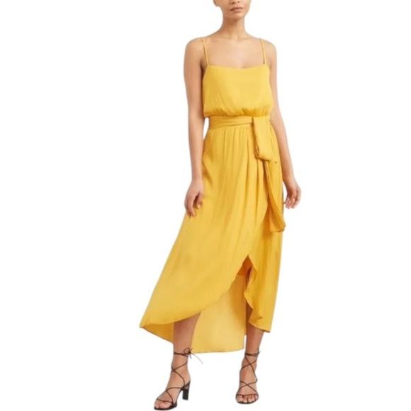 Modern Citizen Mila Tie-Front Layered Tank Midi Dress - Marigold Yellow -Large - Picture 4 of 11